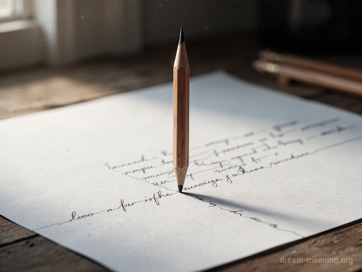 A pencil writing on paper without visible hands.