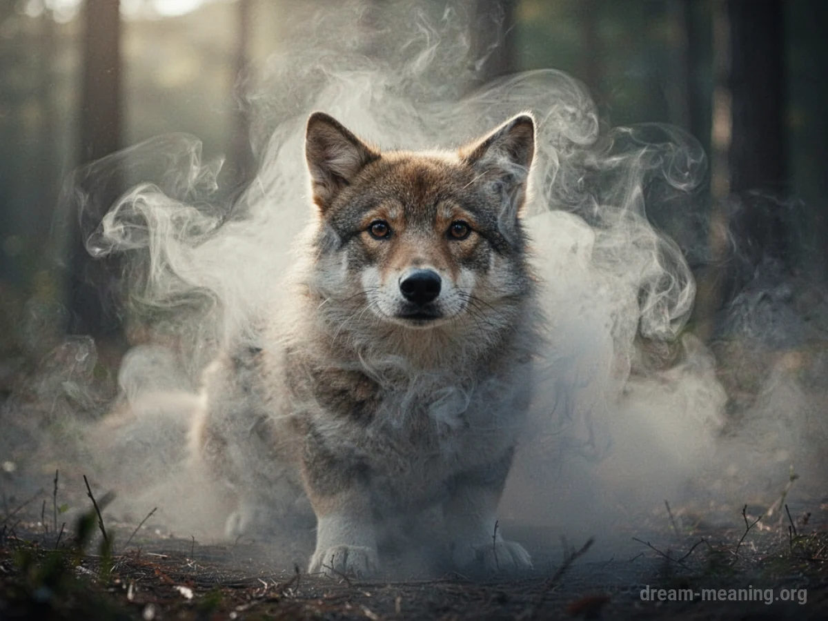 A pet's silhouette is partially covered by a hazy, shifting mist.