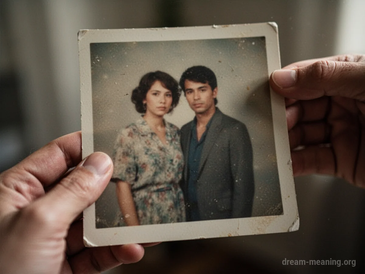 A close-up of an old photograph showing a couple, with the edges slightly worn.
