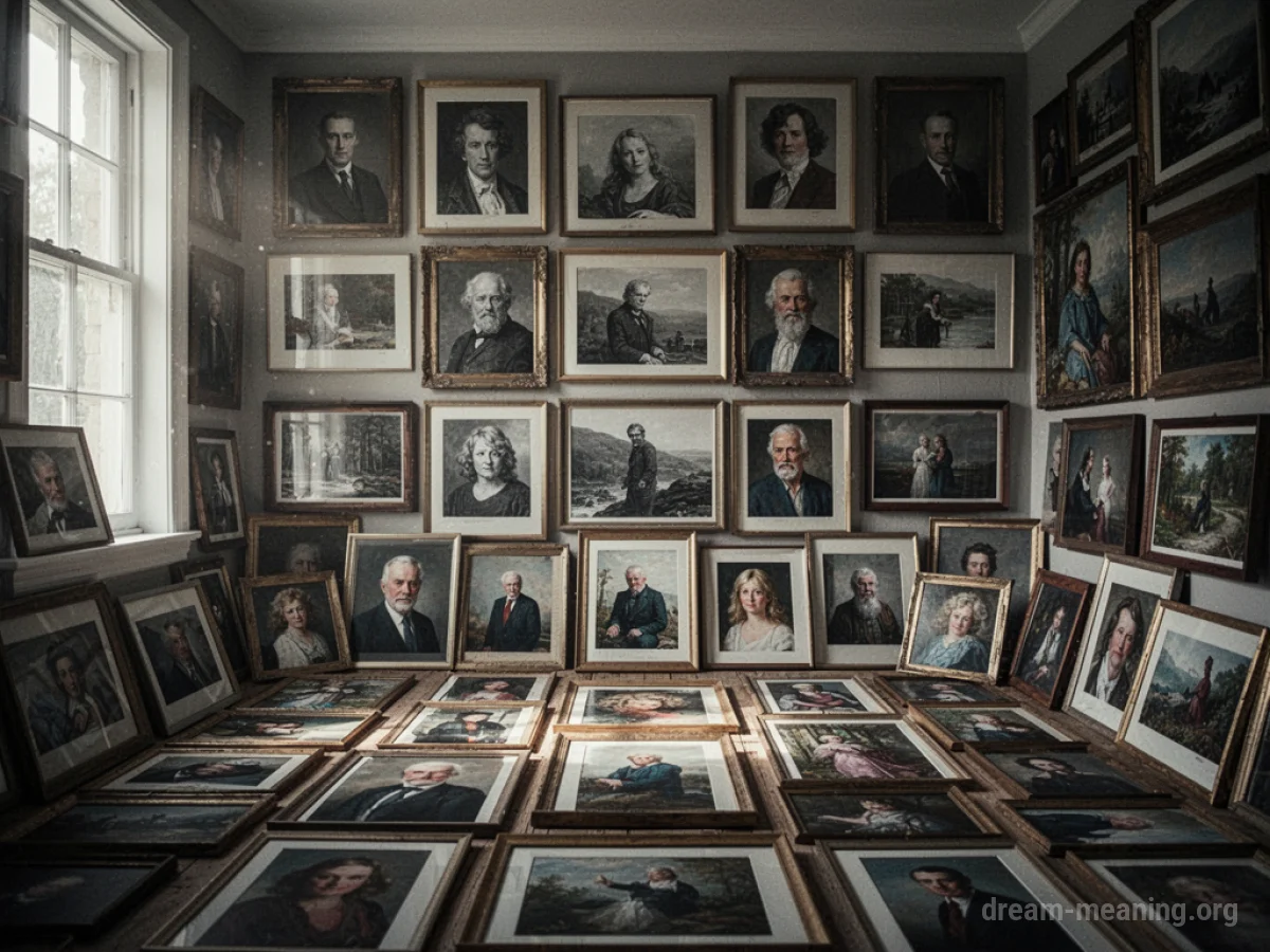 A room completely covered in framed photographs.