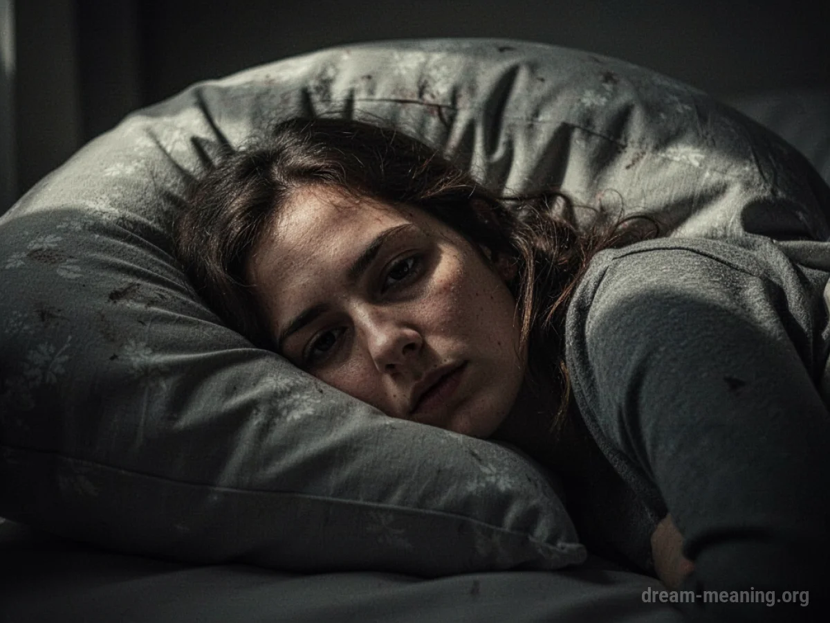 A person's face partially obscured by a soft pillow.