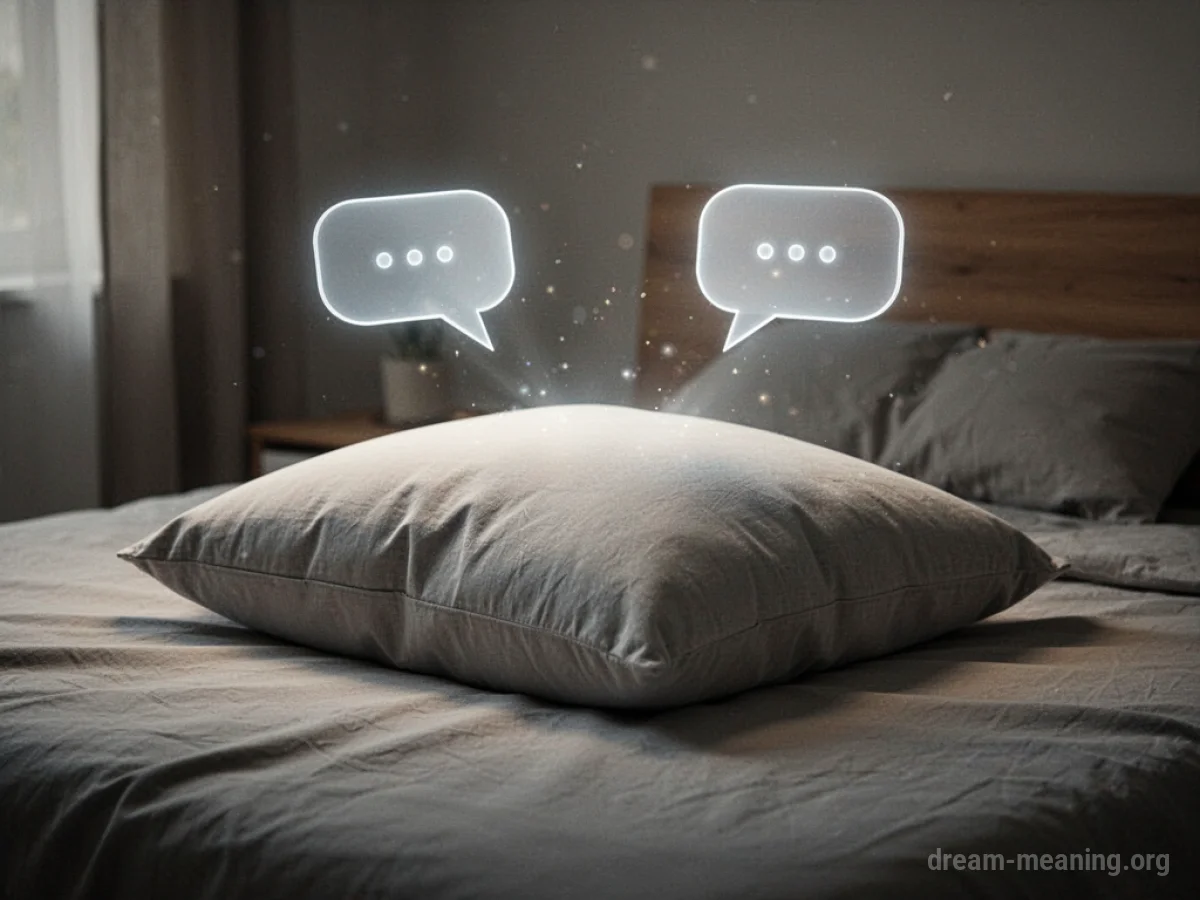 A pillow with subtle light emanating speech bubbles.