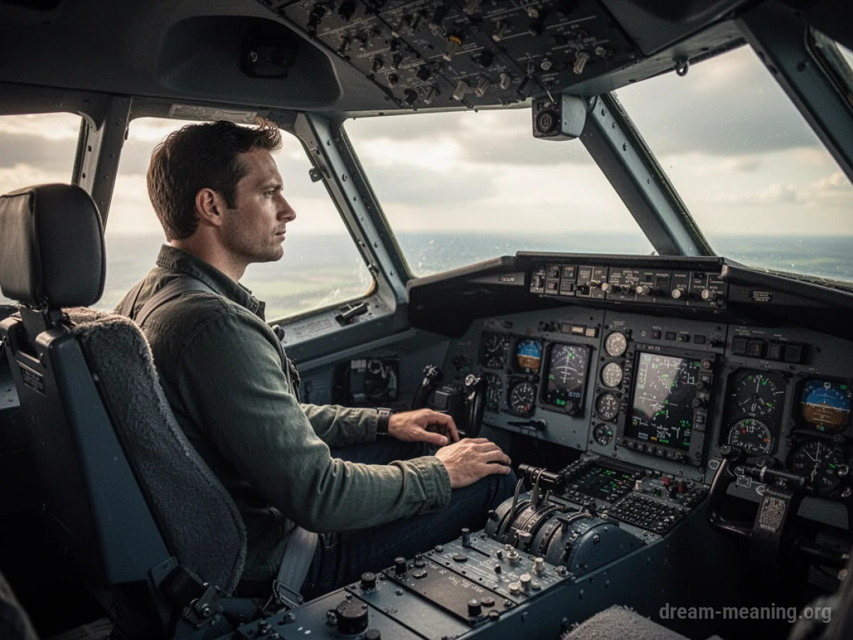 A pilot seated in an aircraft cockpit.