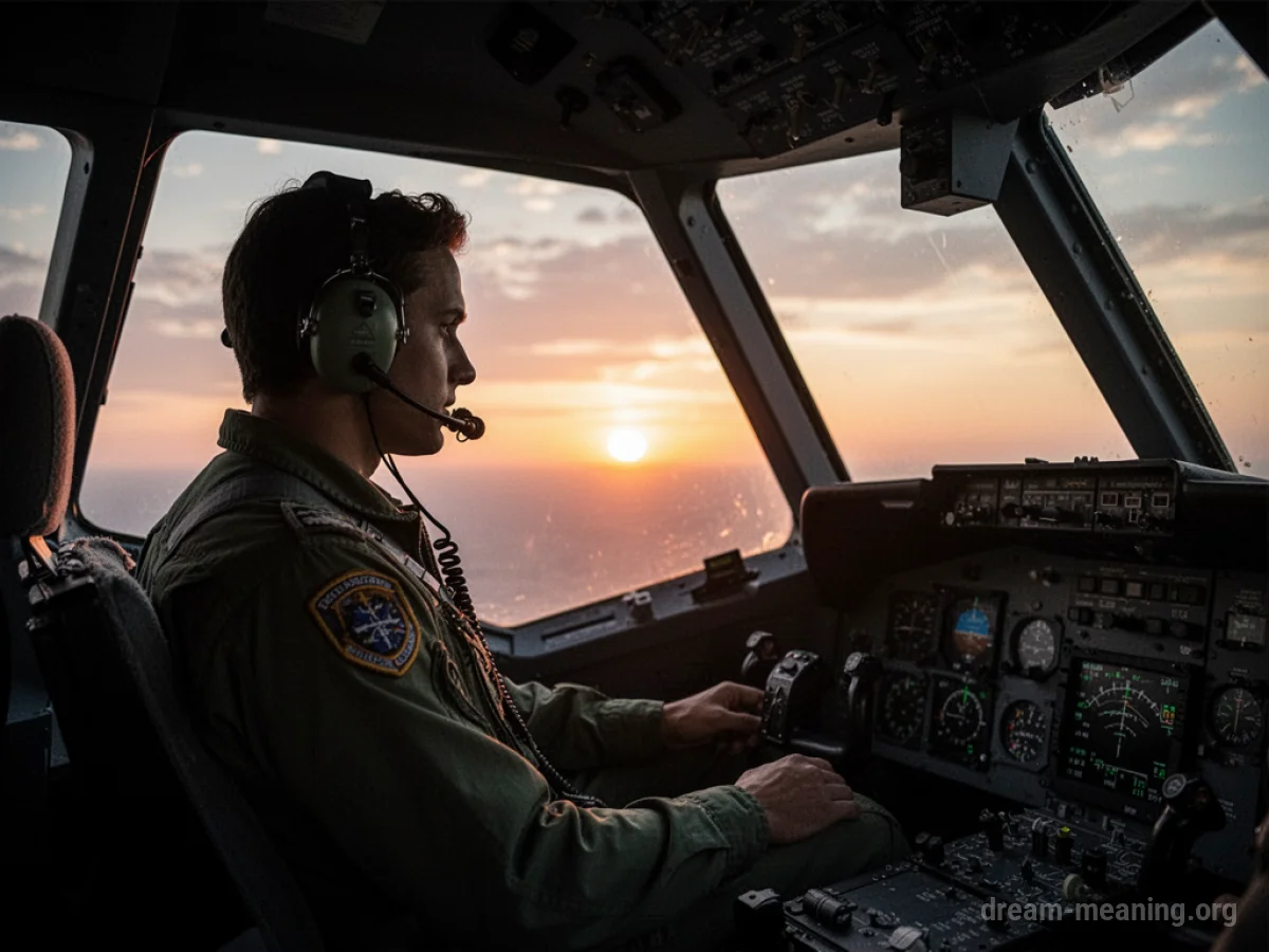 Silhouette of a pilot in an aircraft cockpit facing a bright sunrise.
