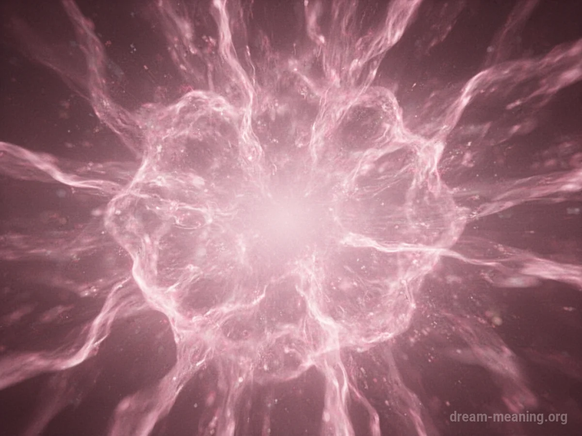 A diffuse, glowing pink field of light.