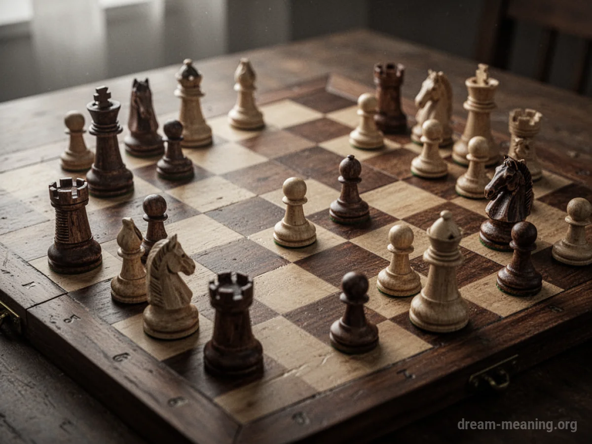 Chessboard with strategic piece arrangement