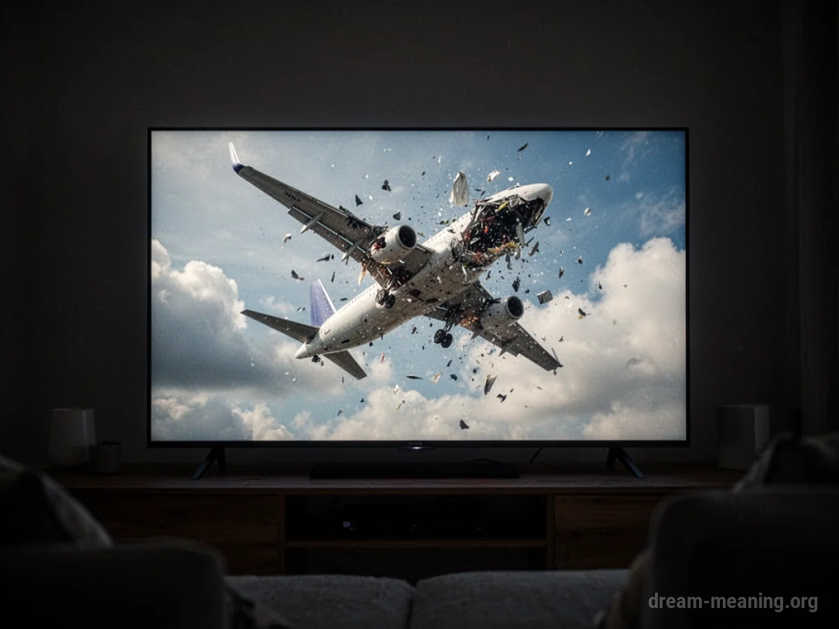 A television displaying an airplane crash scene.