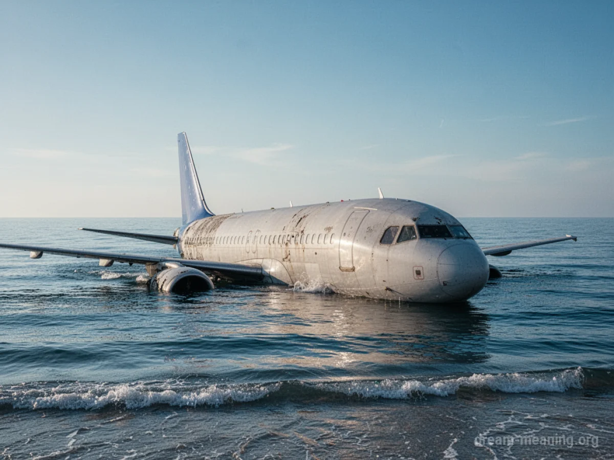 An airplane sinking into the ocean.