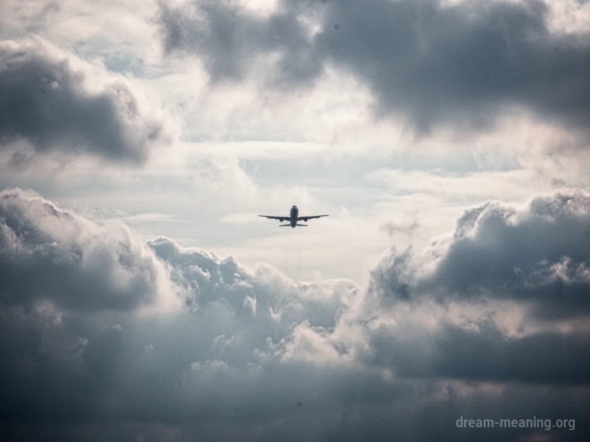 A plane in the sky becoming less visible against clouds.