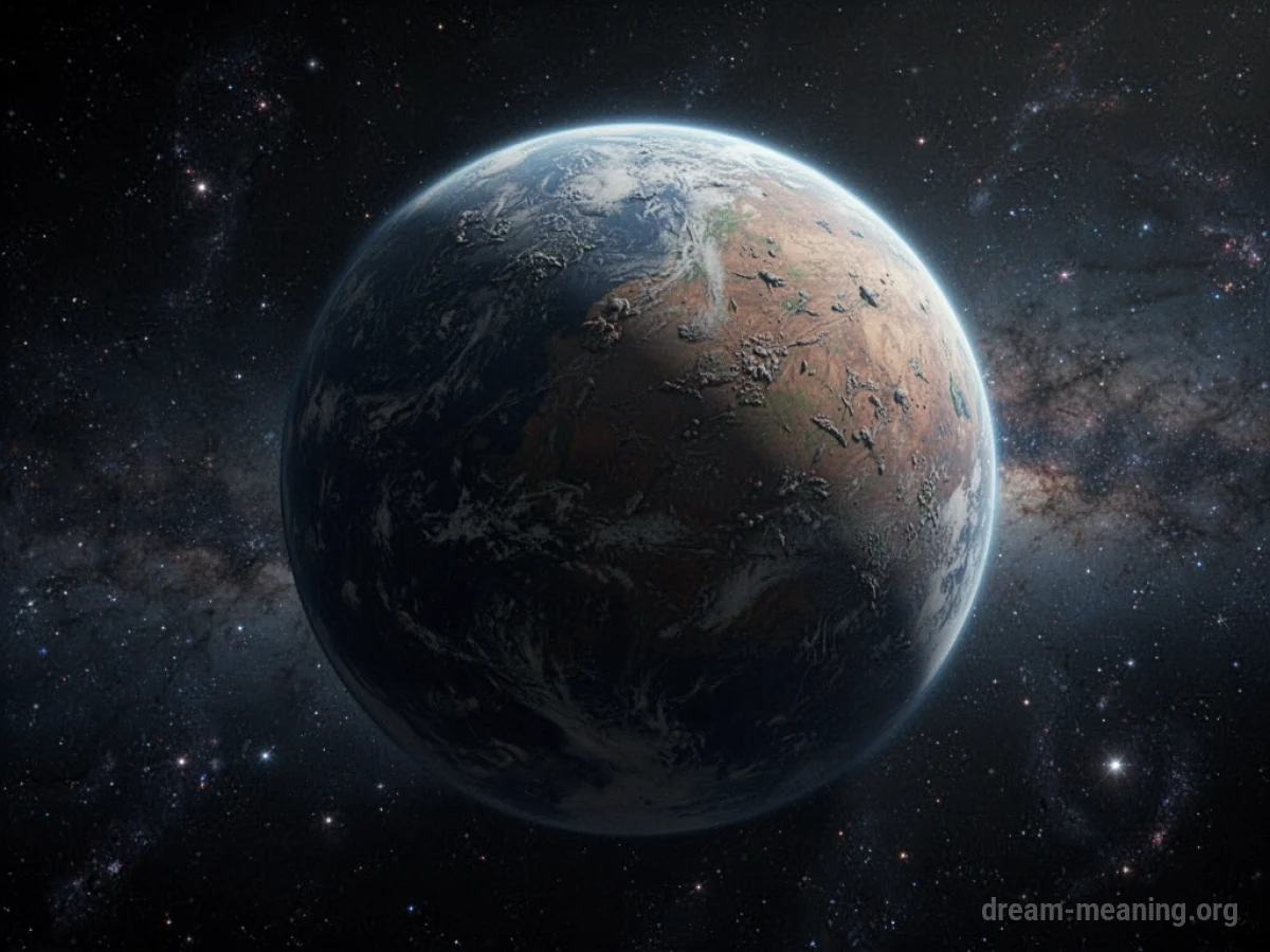A planet in the void of space visibly increasing in size.