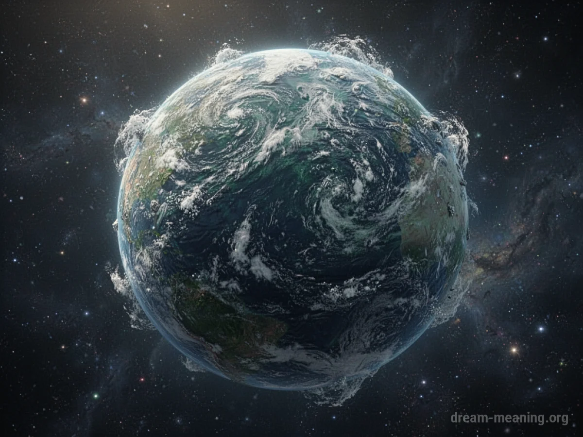 A planet composed entirely of swirling blue water in outer space.