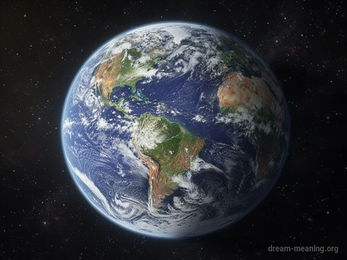 A planet with visible landmasses and clouds from outer space.