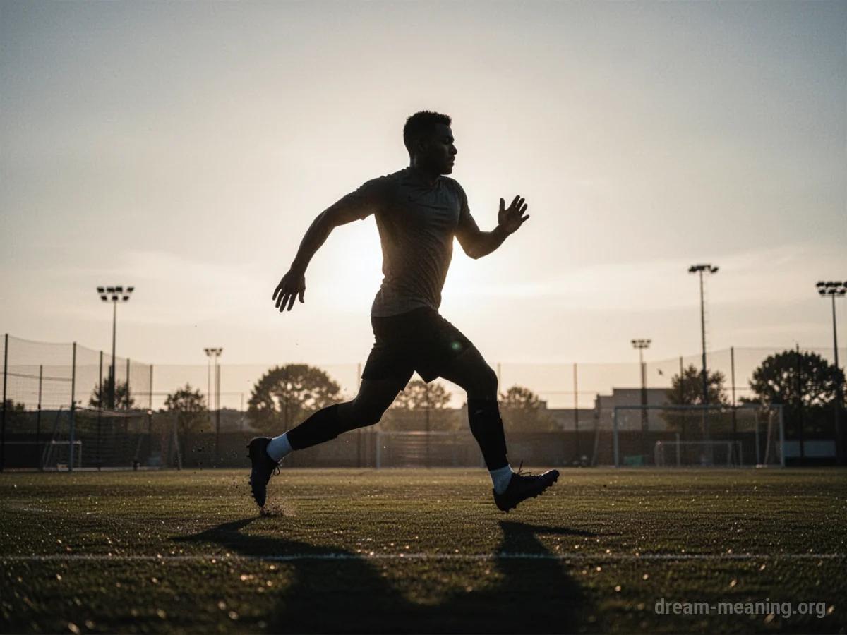 Silhouette of an athlete on a field under a bright sun.