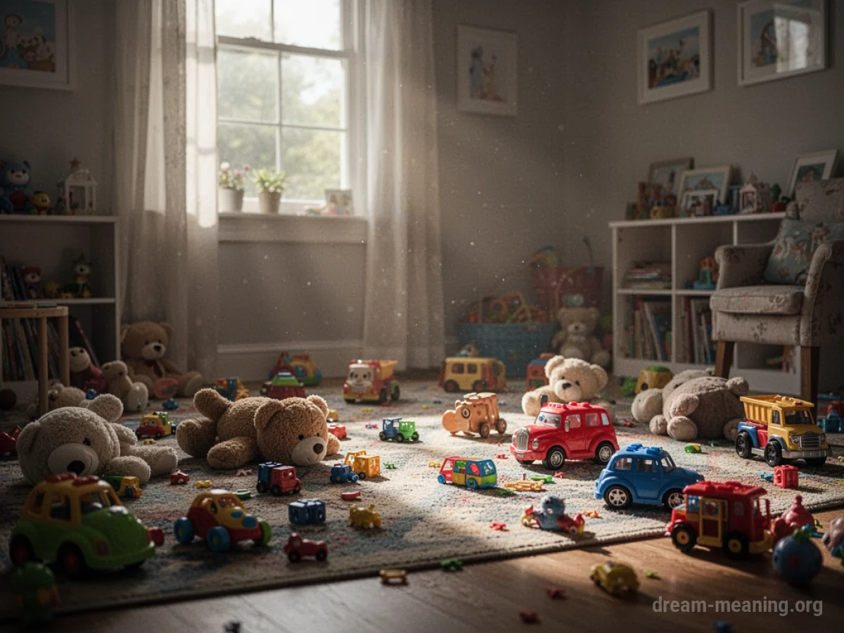 A child's playroom with toys and natural light.