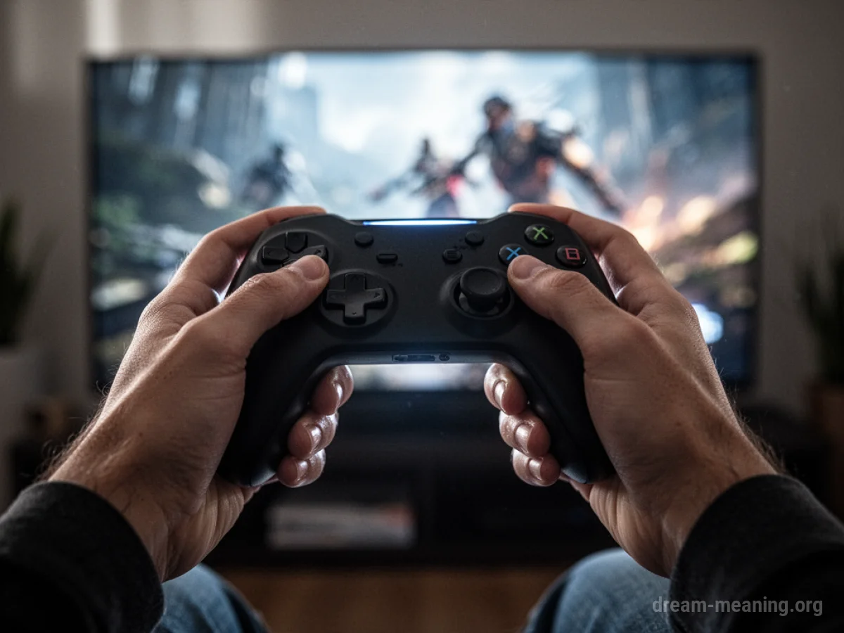 Hands holding a video game controller.