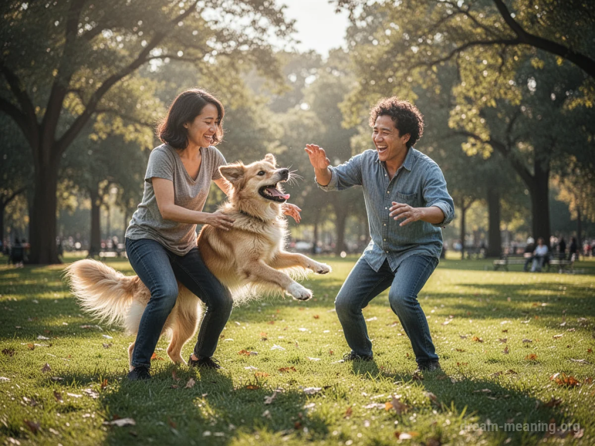 A person throwing a ball for a dog in a park.