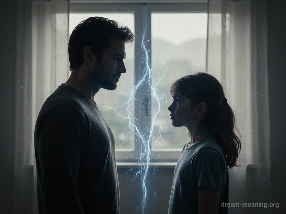 Two silhouetted figures standing opposite each other with a faint energetic divide.