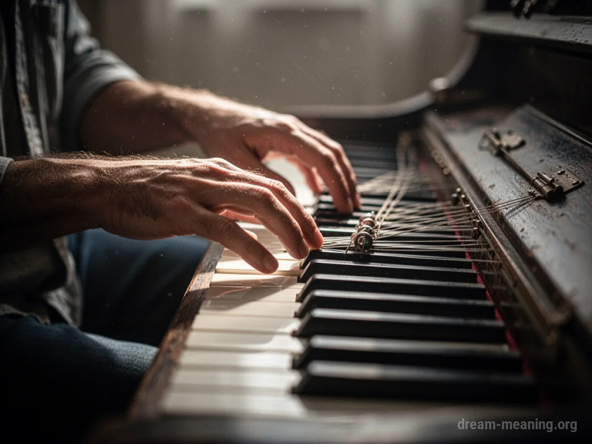 Hands playing a musical instrument.