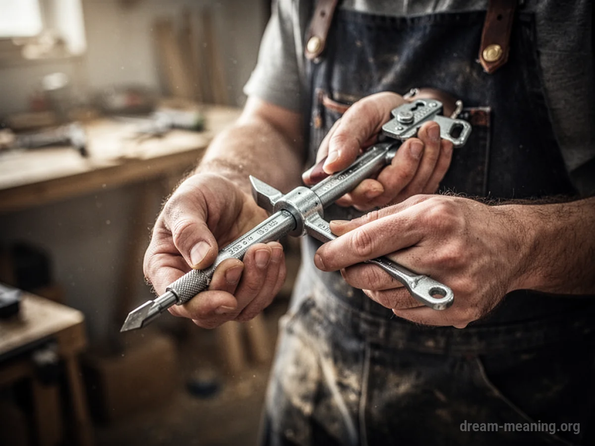 Hands holding a tool ready to be used.