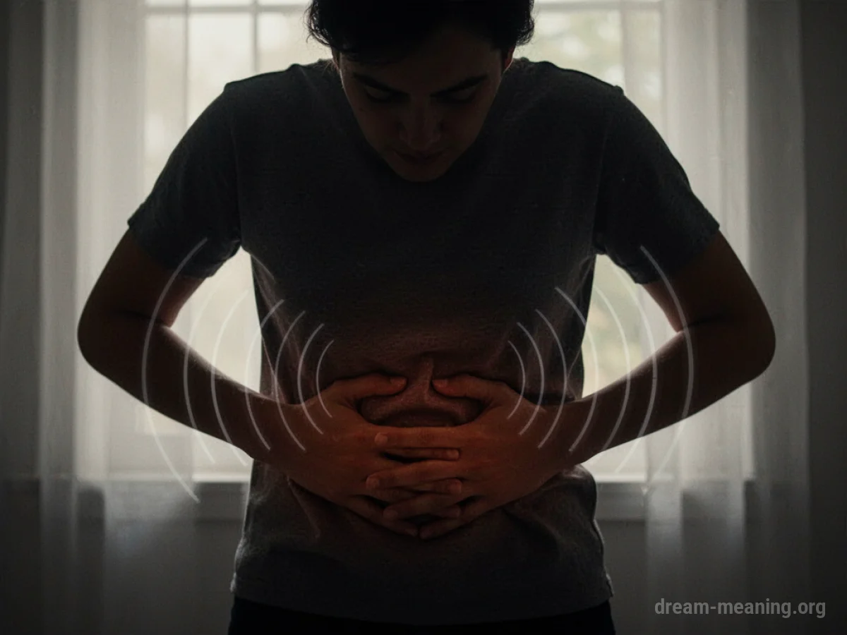 Silhouette of a person experiencing abdominal discomfort.