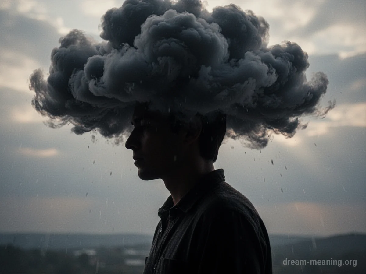 Silhouette of a person with a dark cloud over their head.
