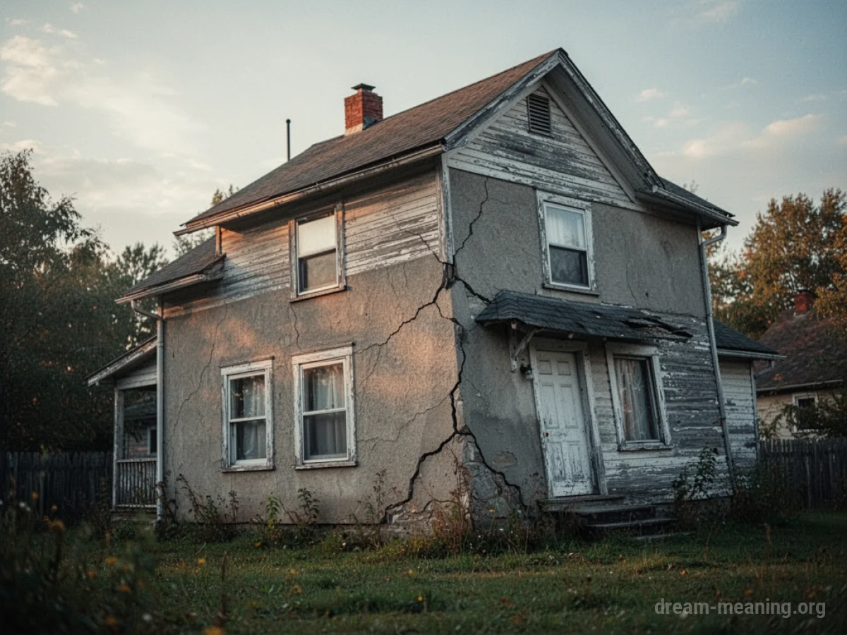 A house with visible cracks on its exterior.