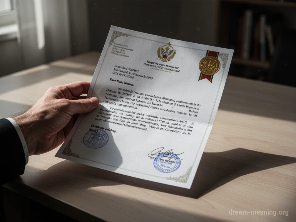 A formal letter held in a hand.