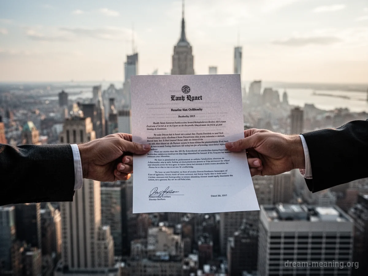 A hand offering a document to another hand.