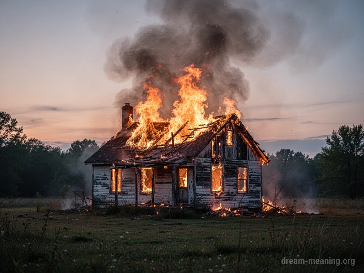 A building engulfed in flames with smoke billowing into the sky.