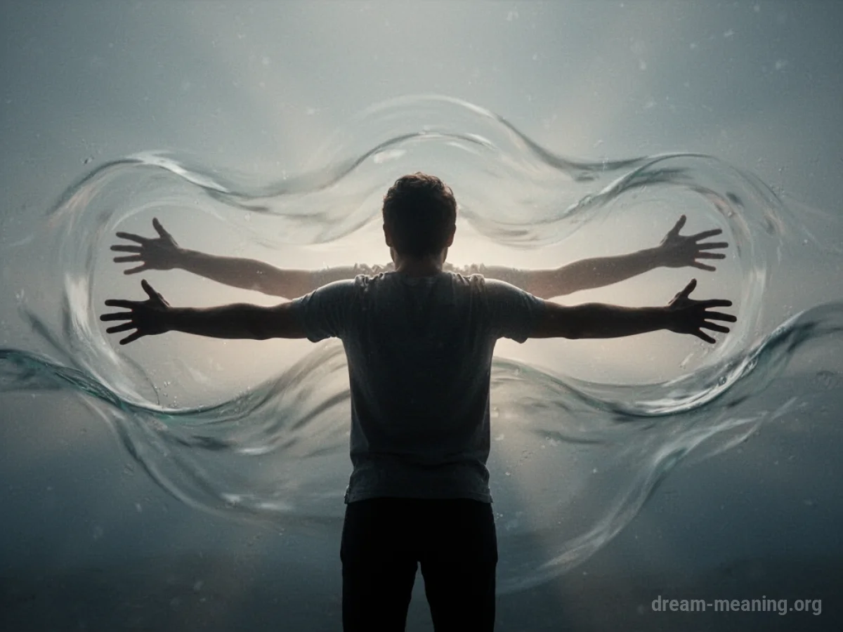 Silhouette of a person in a radiant light with a gentle wave effect.