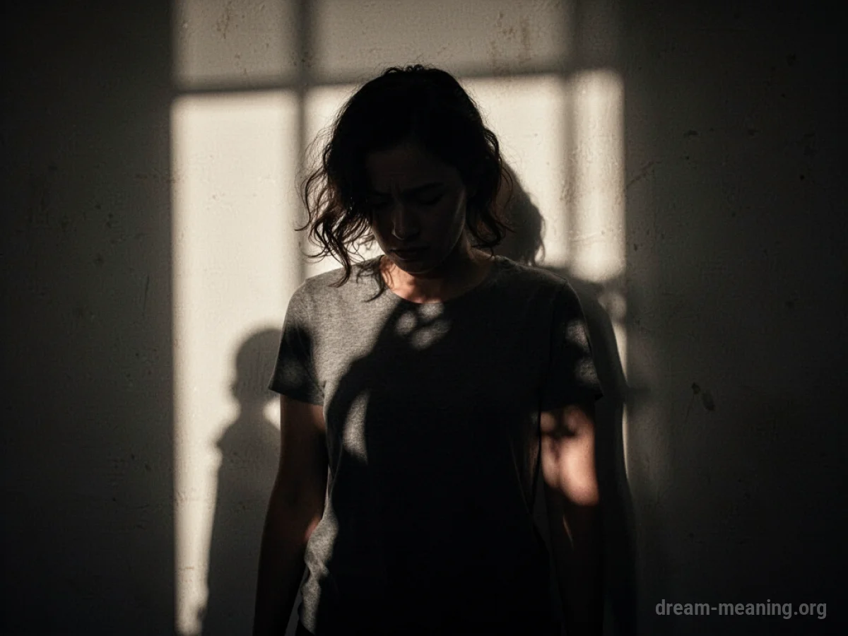 Silhouette of a person with distorted shadows.