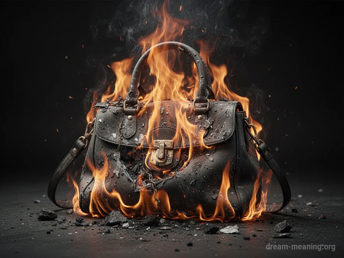 A handbag burning intensely.
