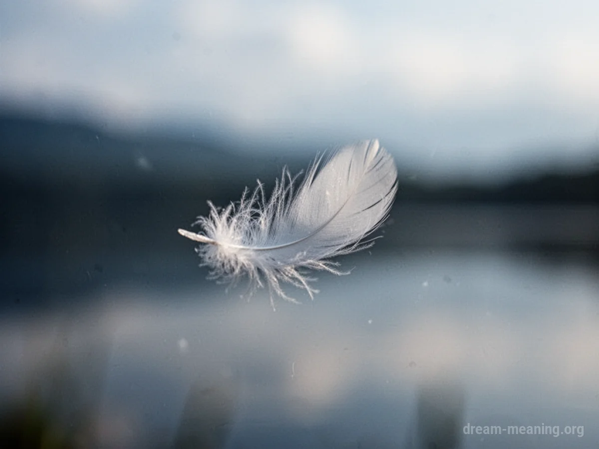 A white feather falling slowly.