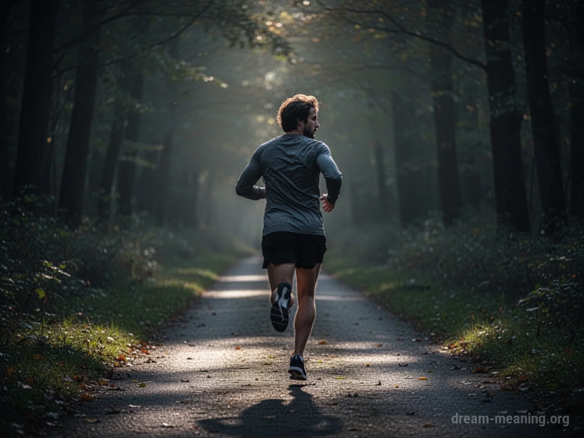 A silhouetted person running away from darkness.