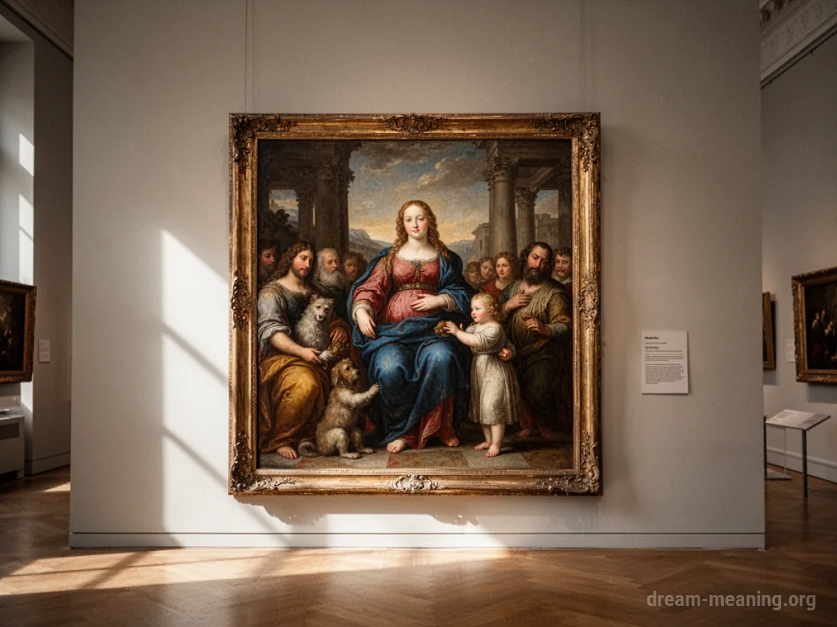 A famous painting on display in a gallery.