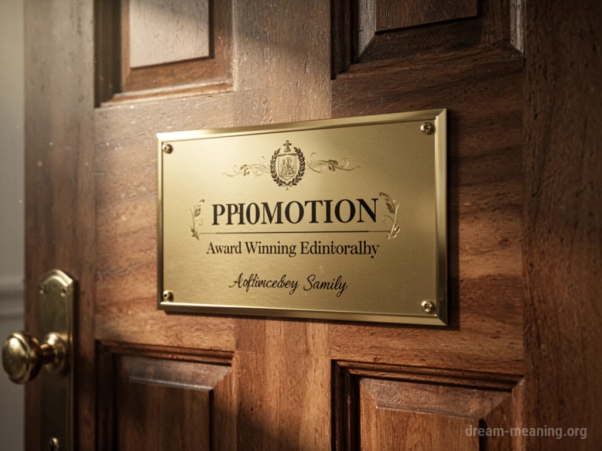 A nameplate with a golden plaque on a door.