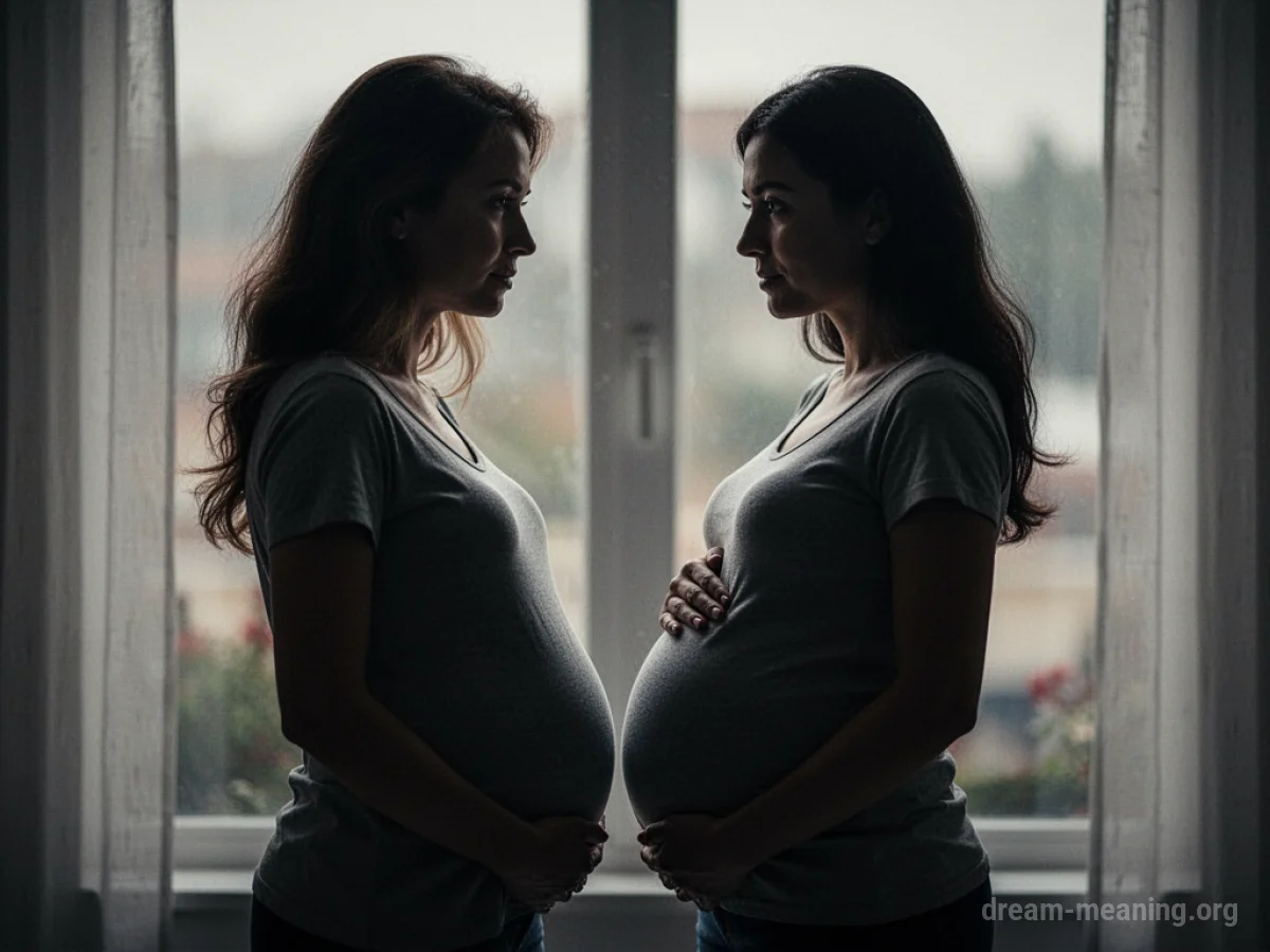 Two female silhouettes, one clearly showing a pregnant belly.