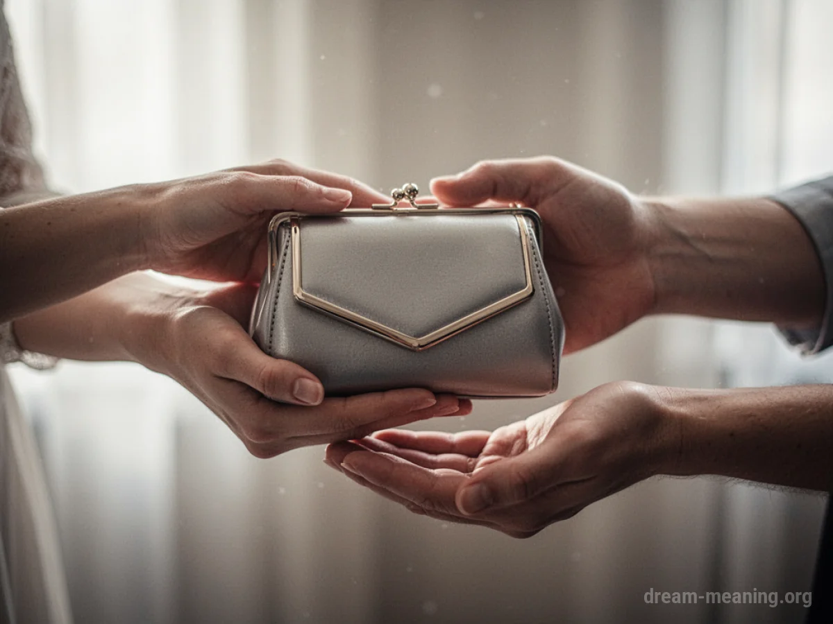 Two sets of hands exchanging a purse.