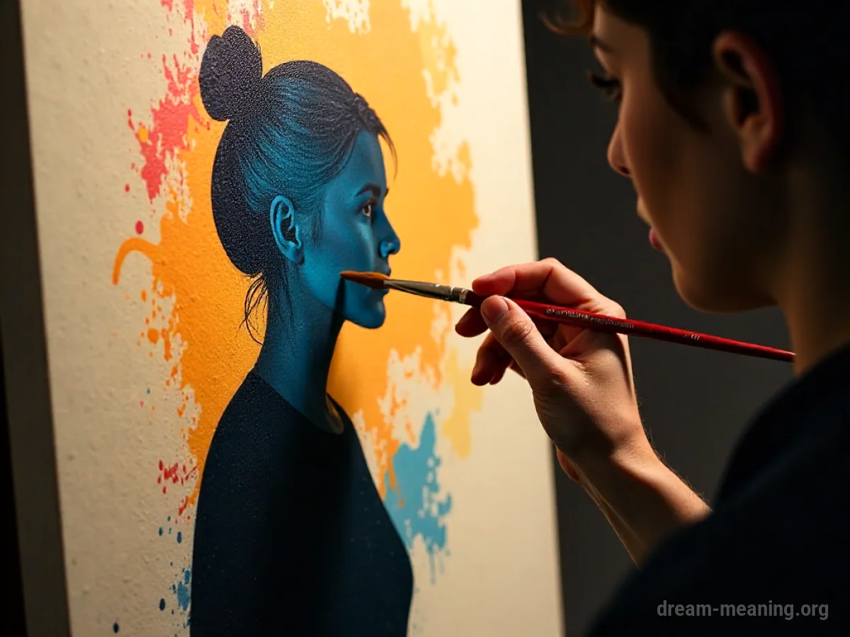 A person being painted on a canvas.