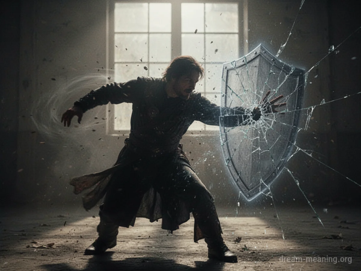 A silhouetted figure being pushed away by an unseen force.