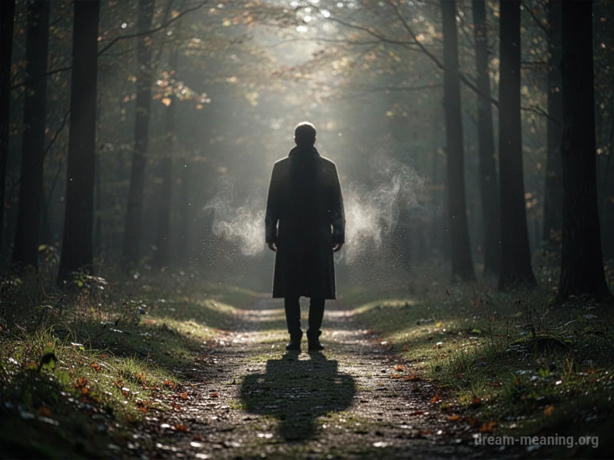 A blurred silhouette of a person with a subtle aura.