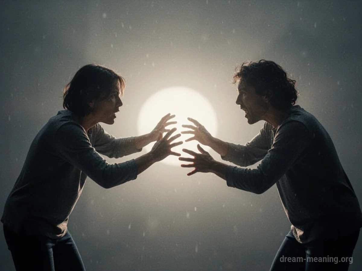Silhouettes of two figures reaching for a bright light.