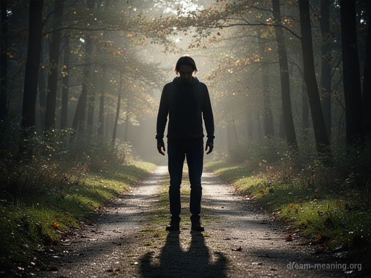 Silhouette of a person unable to move on a path.