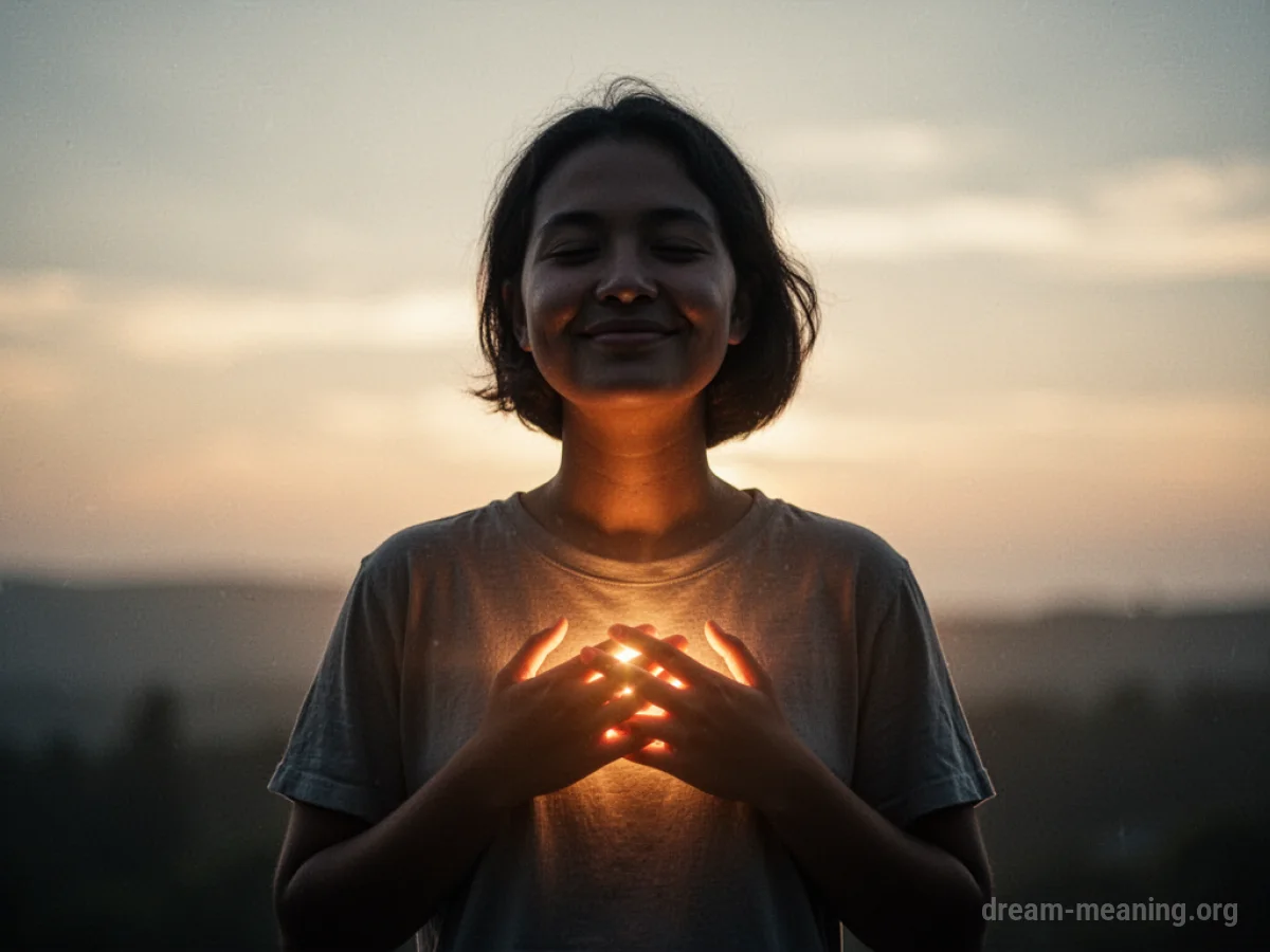 Silhouette of a person with a glowing light in their chest.