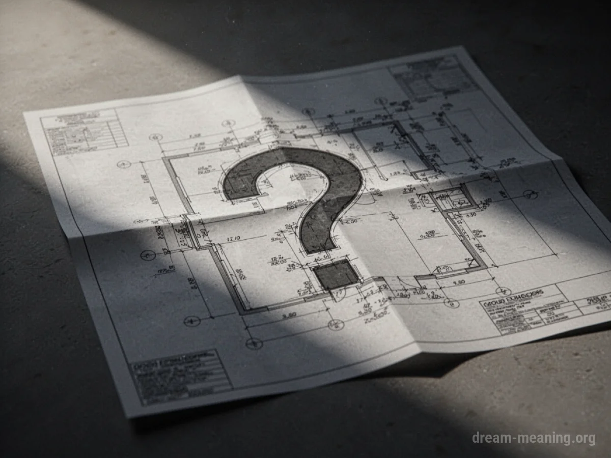 An unfolded blueprint with a question mark symbol.