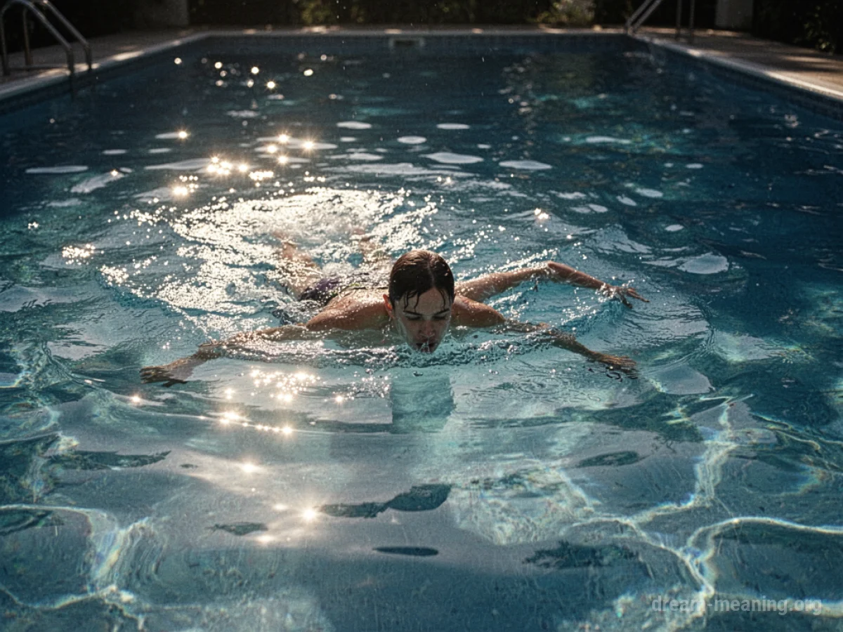 A person swimming in a pool.