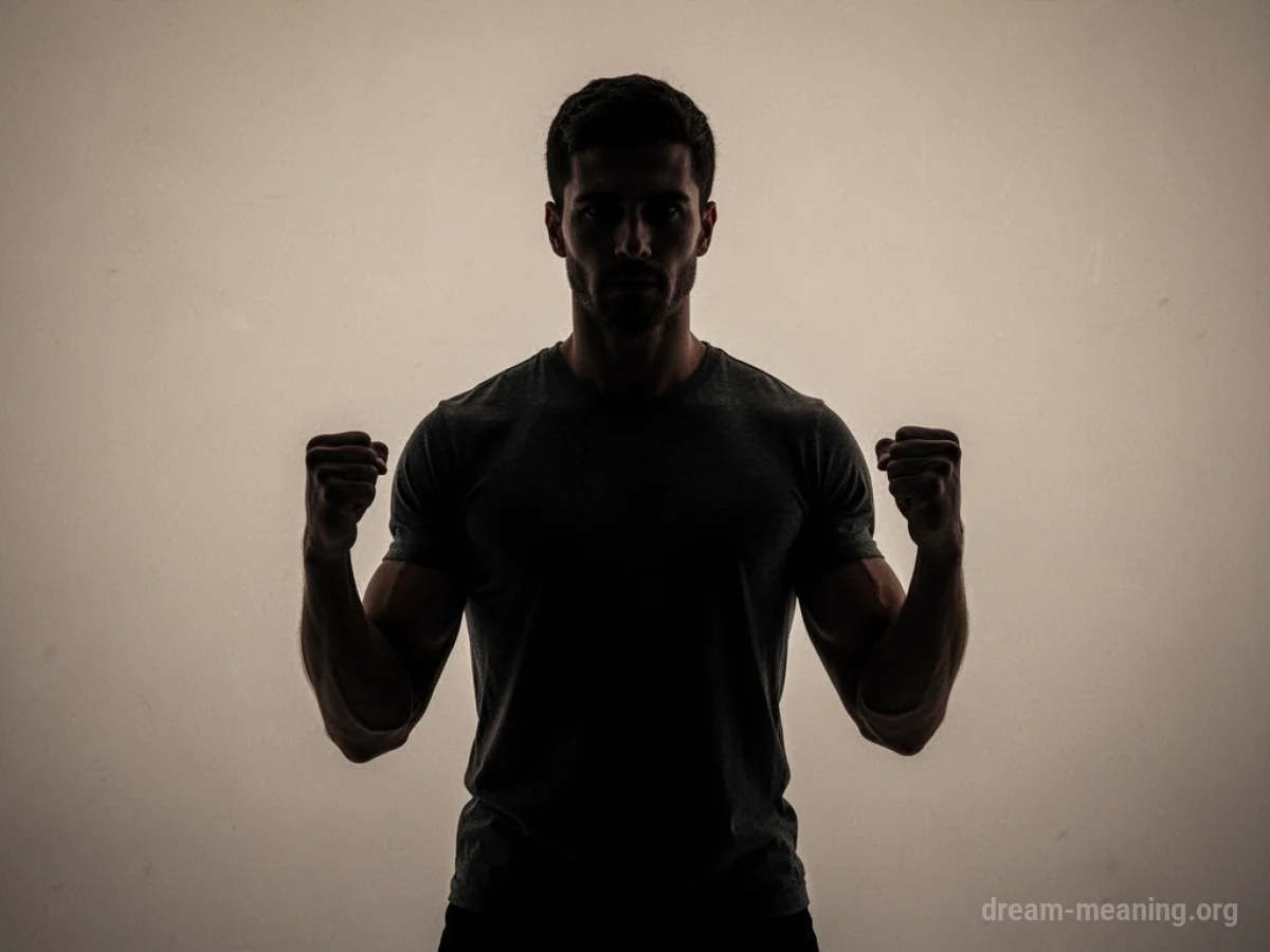 Silhouette of a person with clenched fists.