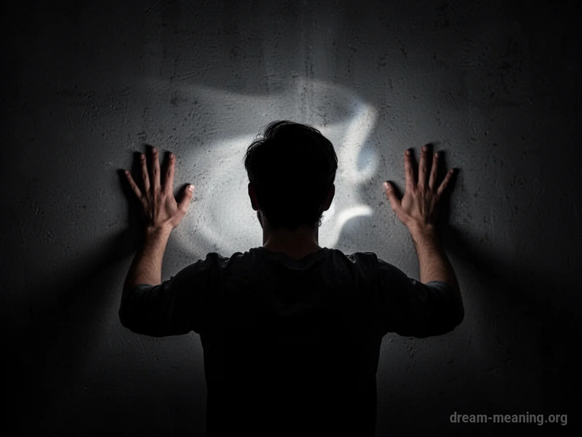 Silhouette of a person against a dark wall.