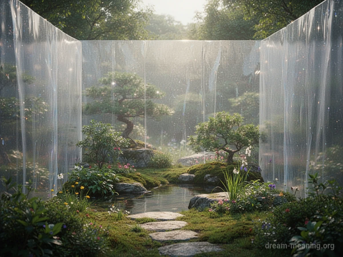 A glowing barrier encircling a peaceful garden.