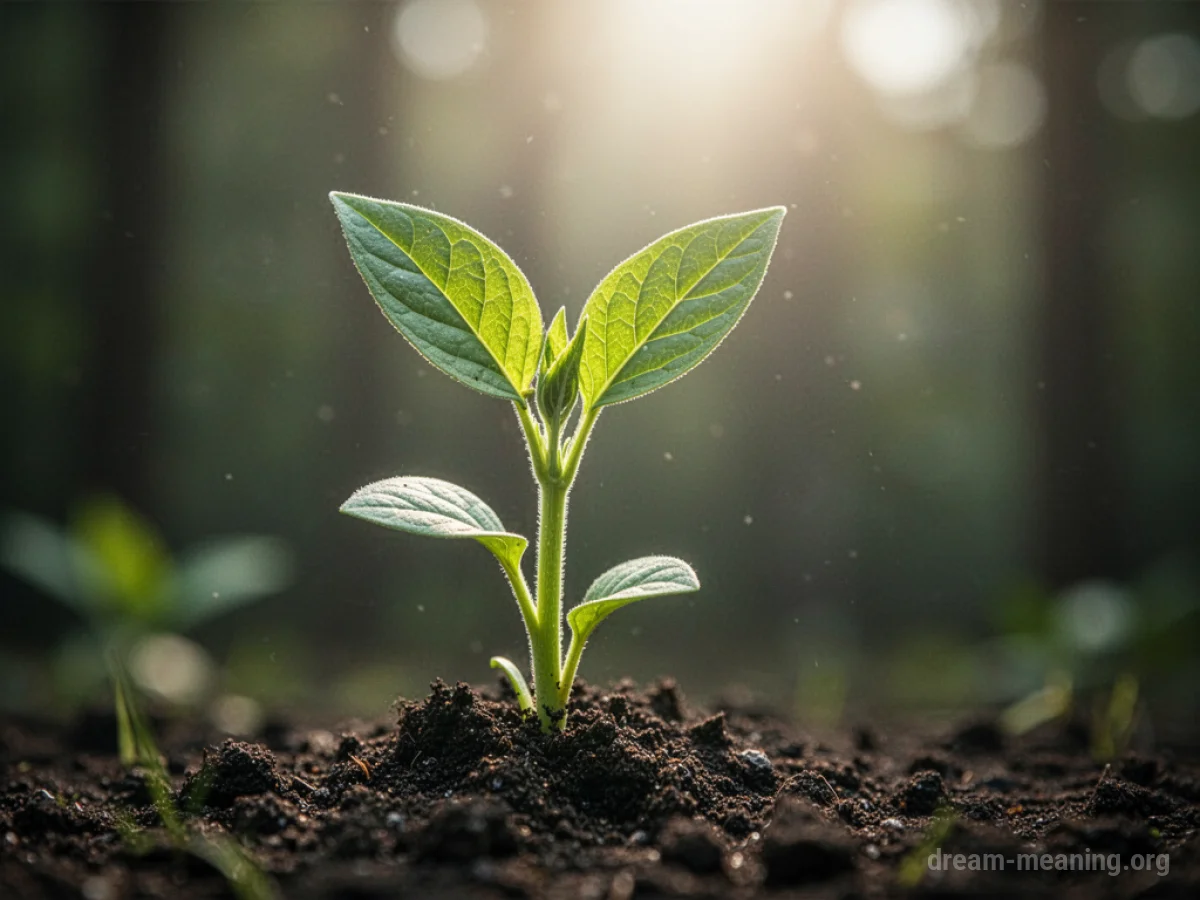 A seedling visibly growing and unfurling leaves.